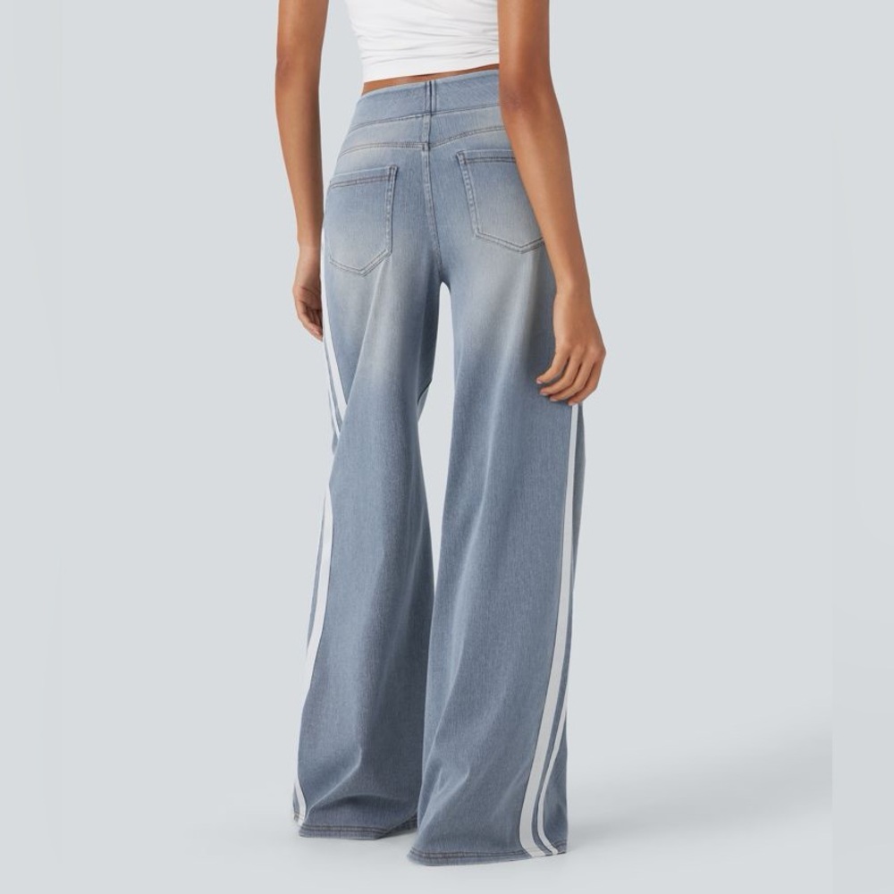 Halara Flex™ High Waisted Stripe Wide Leg Flowy Washed Casual
Jeans - Picture 5 of 9